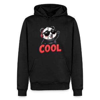 cooler Panda - Männer Premium Bio Hoodie - Schwarz - Vorne - Nico (187cm)