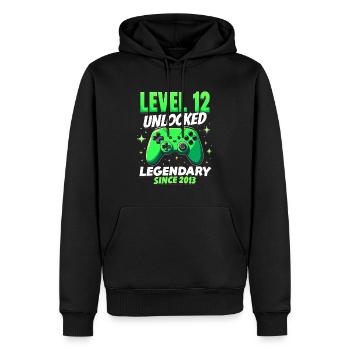 Niveau 12 Anniversaire Jeune Gamer Drôle 2013 - Sweat à capuche Premium bio Homme - noir - Devant - Nico (187cm)