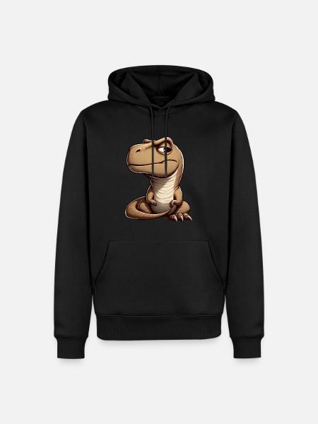 Skeptical curious T-Rex dinosaur - Men’s Premium Organic Hoodie - black
