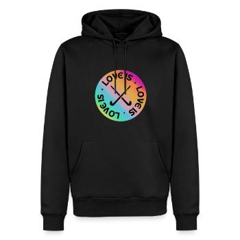 Hockey: Liebe ist - Männer Premium Bio Hoodie - Schwarz - Vorne - Nico (187cm)