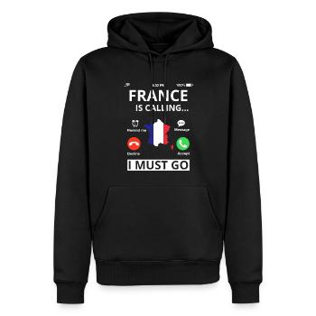 Drapeau français Le drapeau français appelle - Sweat à capuche Premium bio Homme - noir - Devant - Nico (187cm)