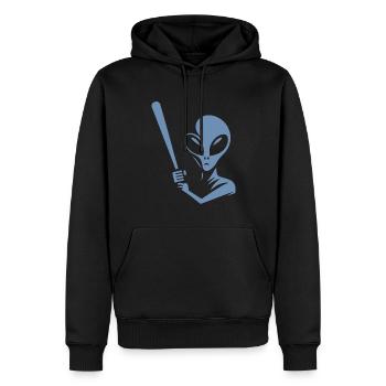 Alien Baseballspieler Silhouette Minimalistisches - Männer Premium Bio Hoodie - Schwarz - Vorne - Nico (187cm)