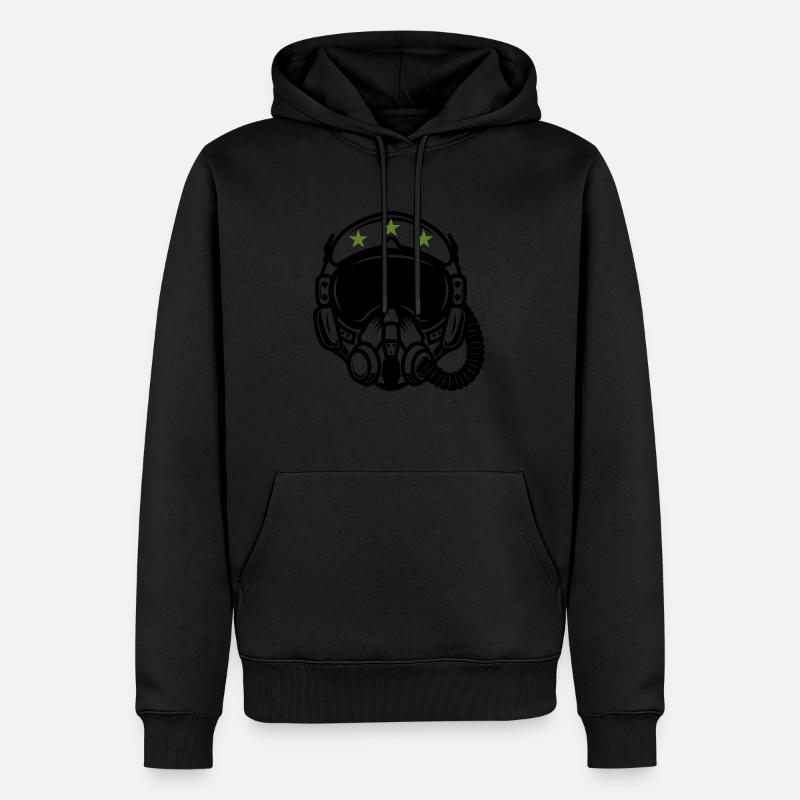 CASQUE PILOTE AVION DE CHASSE - Sweat à capuche Premium bio Homme - noir