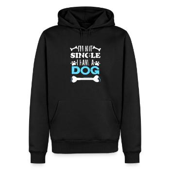 Amoureux des chiens Je ne suis pas célibataire j’ai un chien classique - Sweat à capuche Premium bio Homme - noir - Devant - Nico (187cm)