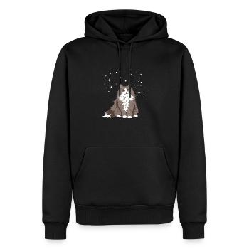 Schwarze Katze mit blauen Augen - Männer Premium Bio Hoodie - Schwarz - Vorne - Nico (187cm)