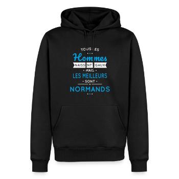 Hommes égaux les meilleurs sont Normands - Sweat à capuche Premium bio Homme - noir - Devant - Nico (187cm)