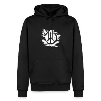 Rétro Vintage Design Signe de Paix Signe de Paix - Sweat à capuche Premium bio Homme - noir - Devant - Nico (187cm)