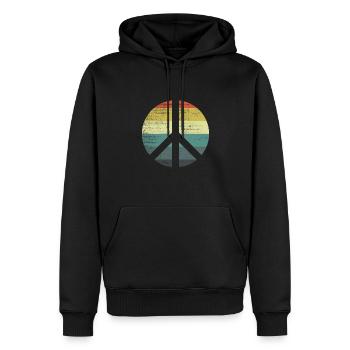 Retro Vintage Design Friedenszeichen Peace Zeichen - Männer Premium Bio Hoodie - Schwarz - Vorne - Nico (187cm)