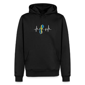 Heartbeat Design Swedish Flag Sweden - Men’s Premium Organic Hoodie - black - Front - Nico (187cm)