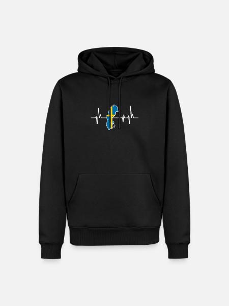 Heartbeat Design Swedish Flag Sweden - Men’s Premium Organic Hoodie - black