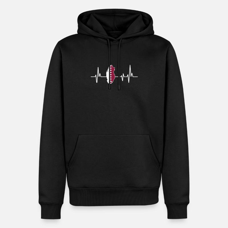 Heartbeat Design Drapeau qatari Qatar - Sweat à capuche Premium bio Homme - noir
