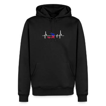 Heartbeat Design Haitian Flag Haiti - Men’s Premium Organic Hoodie - black - Front - Nico (187cm)