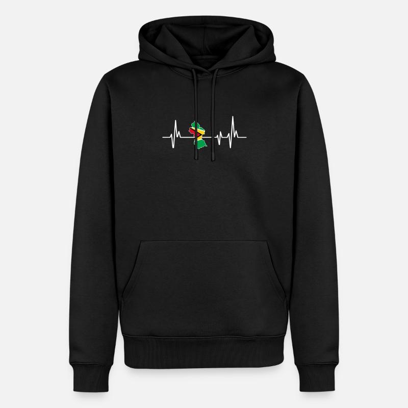 Heartbeat Design Drapeau guyanais Guyana - Sweat à capuche Premium bio Homme - noir