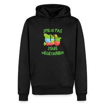 J'peux pas j'suis végétarien - Sweat à capuche Premium bio Homme - noir - Devant - Nico (187cm)