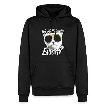 Wo bleibt mein Essen - Lustiges Katzen Design - Männer Premium Bio Hoodie - Schwarz - Vorne - Nico (187cm)