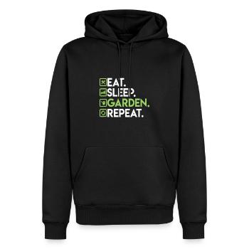 Eat Sleep Garden Repeat - Idée de jardinage - Sweat à capuche Premium bio Homme - noir - Devant - Nico (187cm)