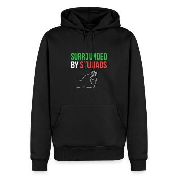 Umgeben von Stunads lustigen italienischen Sprüchen - Männer Premium Bio Hoodie - Schwarz - Vorne - Nico (187cm)
