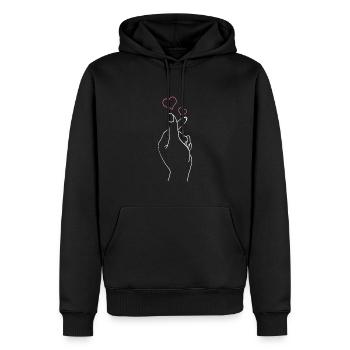 K-Pop Hand Symbol Heart K-Drama Korean Pop Music - Men’s Premium Organic Hoodie - black - Front - Nico (187cm)