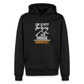 Je juge silencieusement votre maison - Architecte - Sweat à capuche Premium bio Homme - noir - Devant - Nico (187cm)