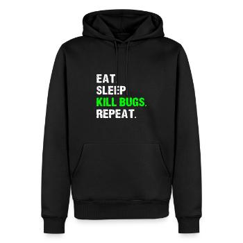Manger dormir tuer les insectes répéter drôle de lutte antiparasitaire - Sweat à capuche Premium bio Homme - noir - Devant - Nico (187cm)