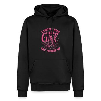 Je sais que je roule comme une fille essaie de suivre le VTT - Sweat à capuche Premium bio Homme - noir - Devant - Nico (187cm)