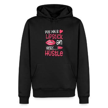 Setzen Sie Ihren Lippenstift auf und hetzen Sie - Männer Premium Bio Hoodie - Schwarz - Vorne - Nico (187cm)