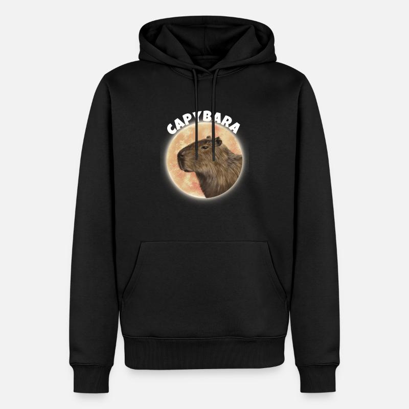 Capybara Lune - Sweat à capuche Premium bio Homme - noir