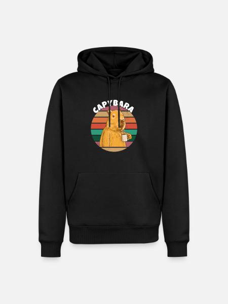 Café Capybara - Sweat à capuche Premium bio Homme - noir