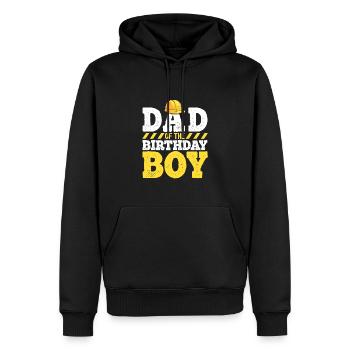 Papa de l’anniversaire garçon construction anniversaire - Sweat à capuche Premium bio Homme - noir - Devant - Nico (187cm)