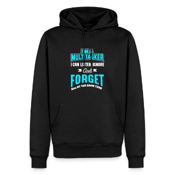 Ich bin ein Multitasker, ich kann zuhören, ignorieren und vergessen - Männer Premium Bio Hoodie - Schwarz - Vorne - Nico (187cm)