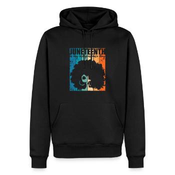 Juneteenth My Independence Day Retro Afro Women - Sweat à capuche Premium bio Homme - noir - Devant - Nico (187cm)