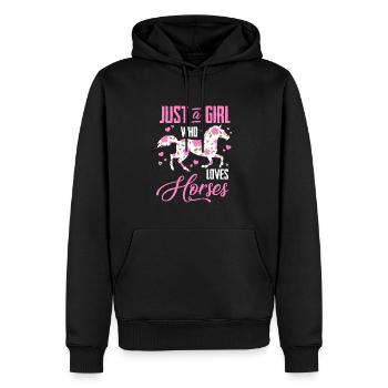 Nur ein Mädchen, das Pferde liebt Blumenpferd - Männer Premium Bio Hoodie - Schwarz - Vorne - Nico (187cm)