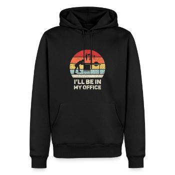 Ich werde in meiner Bürogarage sein Lustige Holzbearbeitung - Männer Premium Bio Hoodie - Schwarz - Vorne - Nico (187cm)