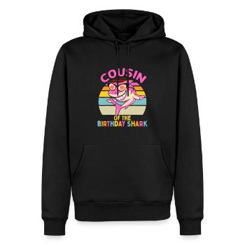 Cousin de la famille Shark Birthday Girls Matching - Sweat à capuche Premium bio Homme - noir - Devant - Nico (187cm)