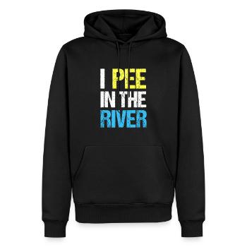 Je fais dans la rivière drôle d’été - Sweat à capuche Premium bio Homme - noir - Devant - Nico (187cm)