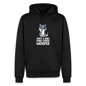 Wolf Girl juste une fille qui aime les loups - Sweat à capuche Premium bio Homme - noir - Devant - Nico (187cm)