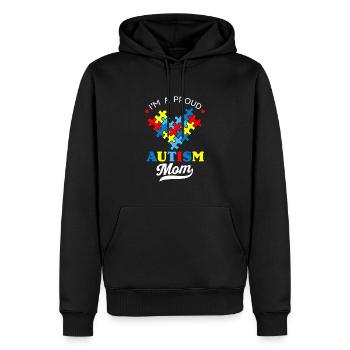 Je suis une fière maman Sensibilisation à l’autisme Cœur autiste - Sweat à capuche Premium bio Homme - noir - Devant - Nico (187cm)