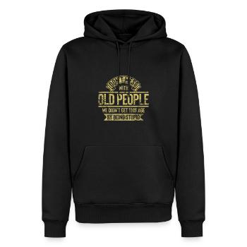 Ne plaisantez pas avec les personnes âgées Fête des pères - Sweat à capuche Premium bio Homme - noir - Devant - Nico (187cm)