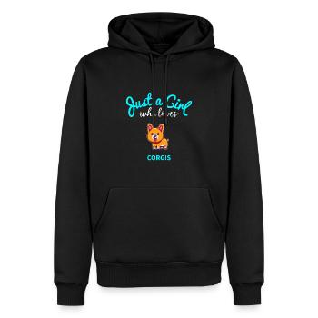 Corgi pour les filles | Enfants Corgi - Sweat à capuche Premium bio Homme - noir - Devant - Nico (187cm)