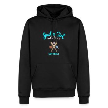 Softball, pour les filles | Softball pour enfants - Sweat à capuche Premium bio Homme - noir - Devant - Nico (187cm)