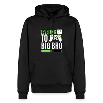 Stufenaufstieg zu Big Bro Gamer Baby Ankündigung - Männer Premium Bio Hoodie - Schwarz - Vorne - Nico (187cm)