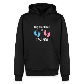 Großer Bruder des Zwillingsjungen und des Mädchens Geschwisterfußabdruck - Männer Premium Bio Hoodie - Schwarz - Vorne - Nico (187cm)
