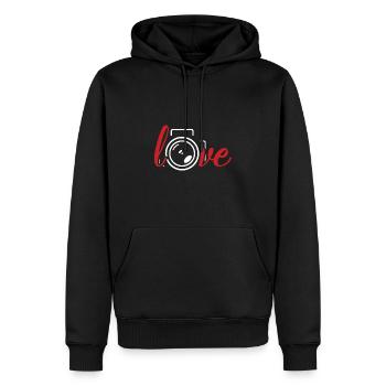 Photographie, Cadeau de photographe d’amour - Sweat à capuche Premium bio Homme - noir - Devant - Nico (187cm)