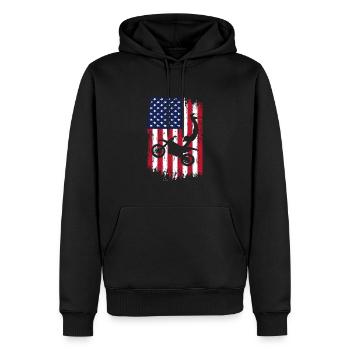 Supercross Freestyle Motocross Amerikanische Flagge - Männer Premium Bio Hoodie - Schwarz - Vorne - Nico (187cm)
