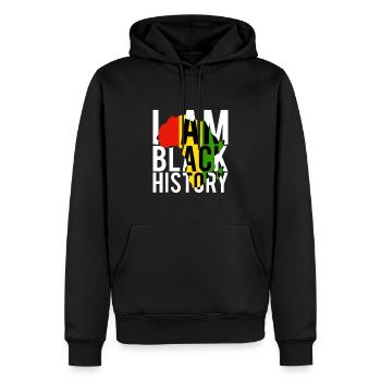 Je suis l’histoire des Noirs - Mois de l’histoire des Noirs et fierté - Sweat à capuche Premium bio Homme - noir - Devant - Nico (187cm)
