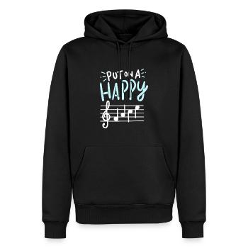 Setzen Sie ein glückliches Gesicht Musik auf - Männer Premium Bio Hoodie - Schwarz - Vorne - Nico (187cm)