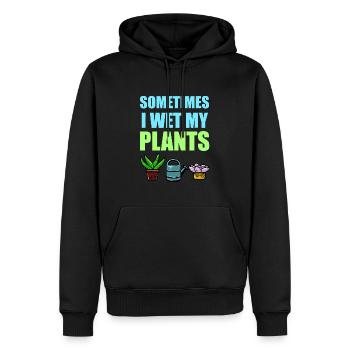 Manchmal befeuchte ich meine Pflanzen Pun Joke Garten Grün - Männer Premium Bio Hoodie - Schwarz - Vorne - Nico (187cm)