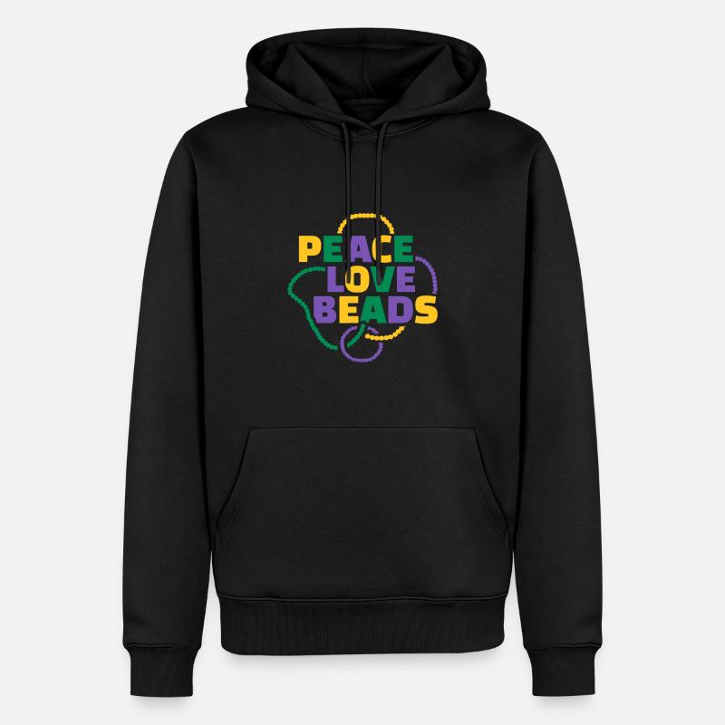 Mardi Gras Frieden Liebesperlen - Männer Premium Bio Hoodie - Schwarz