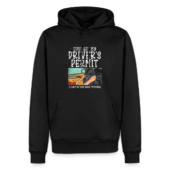 Je viens d’obtenir mon permis de conduire Nouveau conducteur - Sweat à capuche Premium bio Homme - noir - Devant - Nico (187cm)