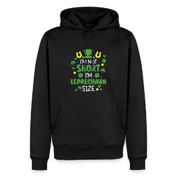 C’est drôle je ne suis pas petit je suis de la taille d’un lutin - Sweat à capuche Premium bio Homme - noir - Devant - Nico (187cm)